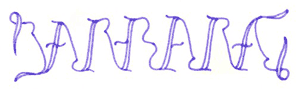 An ambigram of the name 'BARBARA.'